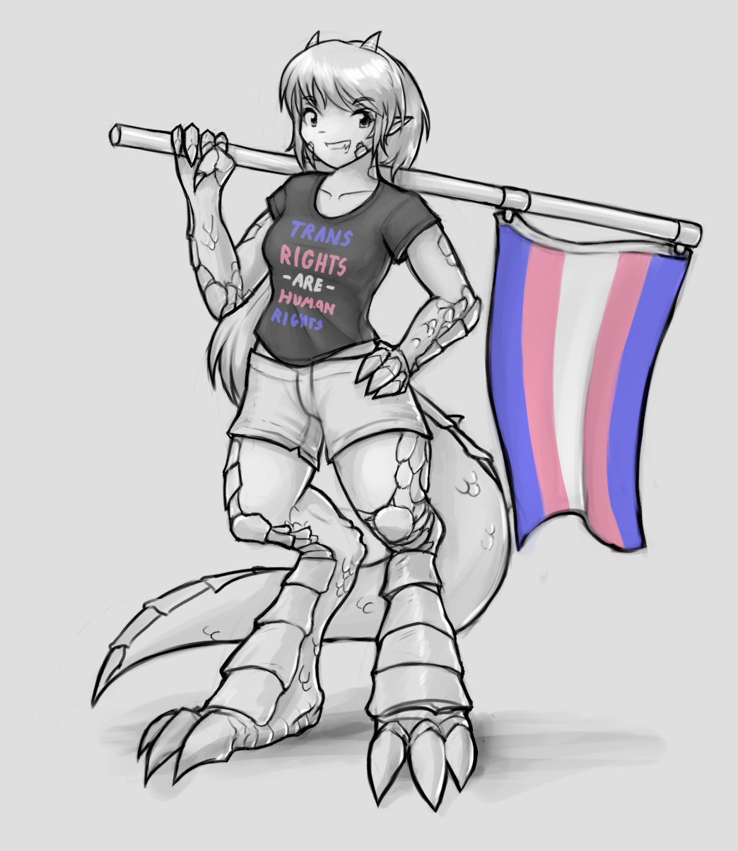 Kei in a Trans Rights are Human Rights shirt